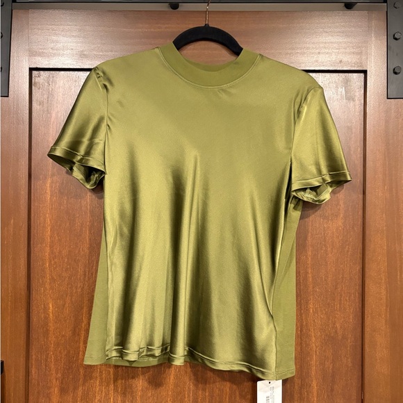 NWT Rosetta Getty top 100% silk front 100% organic cotton back Olive Small - Picture 3 of 10